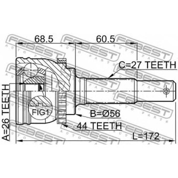 Шарнир приводного вала FEBEST 0210-P12YDA44-1