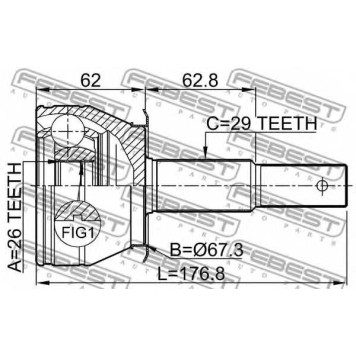 Шарнир приводного вала FEBEST 0210-R51AT-1