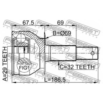 Шарнир приводного вала FEBEST 0210-R51R-1