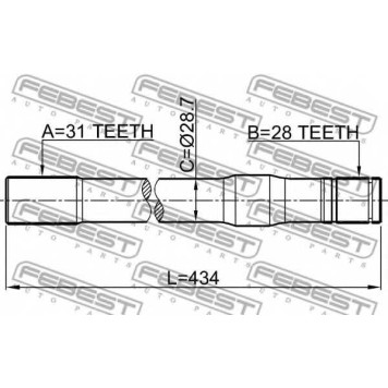 Приводной вал FEBEST 0212-Y61RH-1