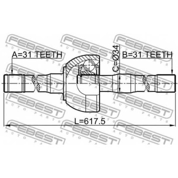 Приводной вал FEBEST 0214-Y61RH-1