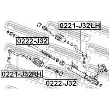 Наконечник поперечной рулевой тяги FEBEST 0221-J32RH-1
