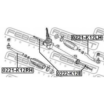Наконечник поперечной рулевой тяги FEBEST 0221-K12RH-1