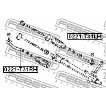 Наконечник поперечной рулевой тяги FEBEST 0221-T31LH-1