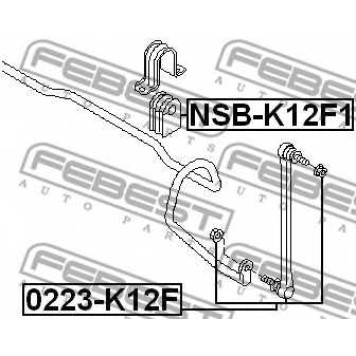 Тяга / стойка стабилизатора FEBEST 0223-K12F-1