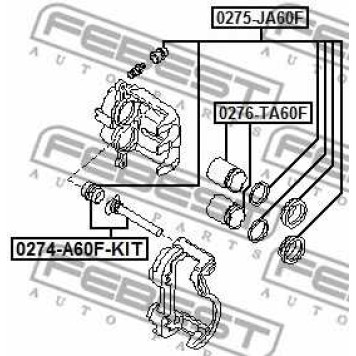 Направляющий болт корпуса скобы тормоза FEBEST 0274-A60F-KIT-1