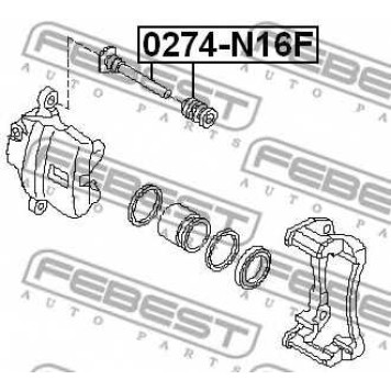 Направляющий болт корпуса скобы тормоза FEBEST 0274-N16F-1