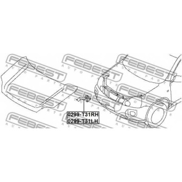 Монтажный комплект, капот двигателя FEBEST 0299-T31RH-1