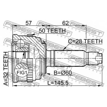 Шарнир приводного вала FEBEST 0310-022A50-1