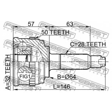 Шарнир приводного вала FEBEST 0310-033A50-1