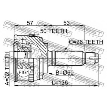 Шарнир приводного вала FEBEST 0310-056A50-1