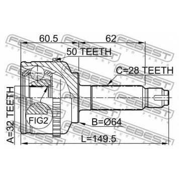 Шарнир приводного вала FEBEST 0310-CGA50-1