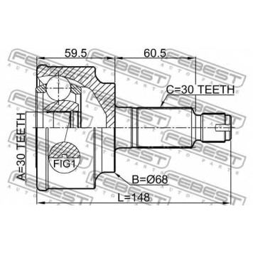 Шарнир приводного вала FEBEST 0310-CUAT-1