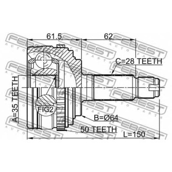 Шарнир приводного вала FEBEST 0310-RBA50-1