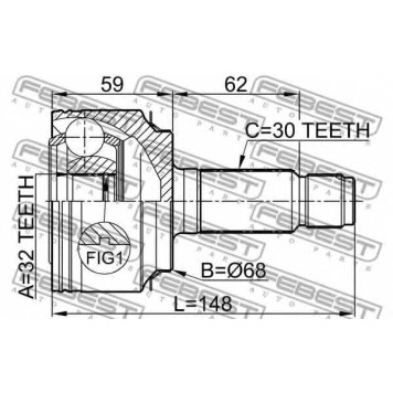 Шарнир приводного вала FEBEST 0310-RE20-1
