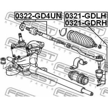 Осевой шарнир рулевой тяги FEBEST 0322-GD4UN-1