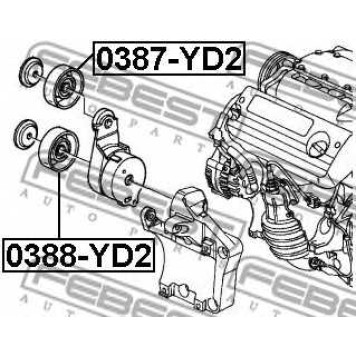 Натяжной ролик поликлинового ременя FEBEST 0387-YD2-1