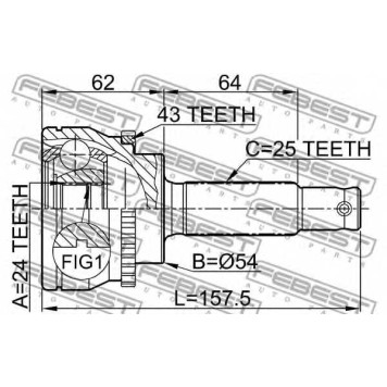 Шарнир приводного вала FEBEST 0410-033A43-1