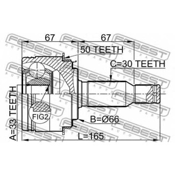 Шарнир приводного вала FEBEST 0410-V75A50-1