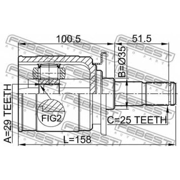 Шарнир приводного вала FEBEST 0411-CU20RR-1