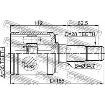 Шарнир приводного вала FEBEST 0411-V97LH-1