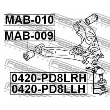 Несущий / направляющий шарнир FEBEST 0420-PD8LRH-1