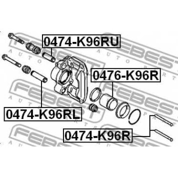 Направляющий болт корпуса скобы тормоза FEBEST 0474-K96RU-1