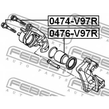 Направляющий болт корпуса скобы тормоза FEBEST 0474-V97R-1