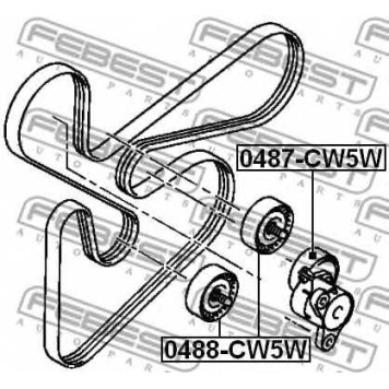 Паразитный / ведущий ролик поликлинового ременя FEBEST 0488-CW5W-1