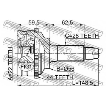 Шарнир приводного вала FEBEST 0510-038A44-1