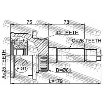 Шарнир приводного вала FEBEST 0510-B25A44-1