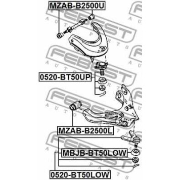 Несущий / направляющий шарнир FEBEST 0520-BT50LOW-1