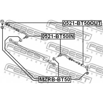 Наконечник поперечной рулевой тяги FEBEST 0521-BT50OUT-1