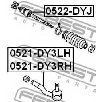 Наконечник поперечной рулевой тяги FEBEST 0521-DY3RH-1