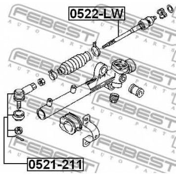 Осевой шарнир рулевой тяги FEBEST 0522-LW-1