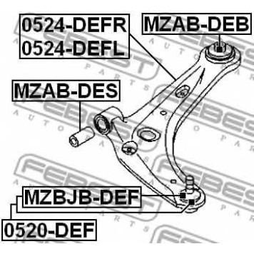 Рычаг независимой подвески колеса FEBEST 0524-DEFR-1