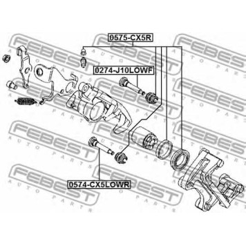 Направляющий болт корпуса скобы тормоза FEBEST 0574-CX5LOWR-1