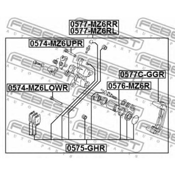 Комплект поддержки корпуса скобы тормоза FEBEST 0577C-GGR-1