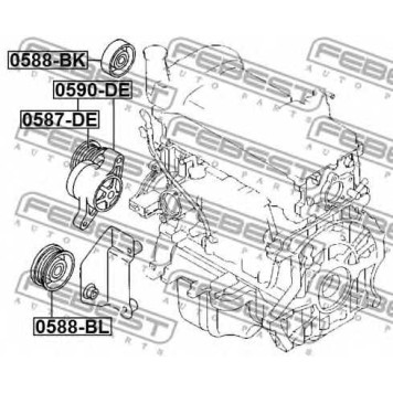 Натяжитель ремня FEBEST 0590-DE-1