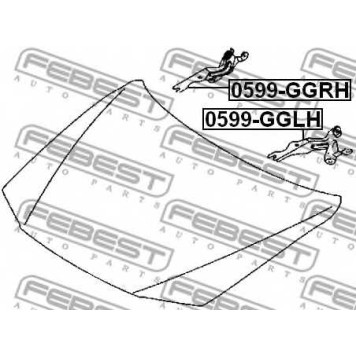 Монтажный комплект, капот двигателя FEBEST 0599-GGRH-1