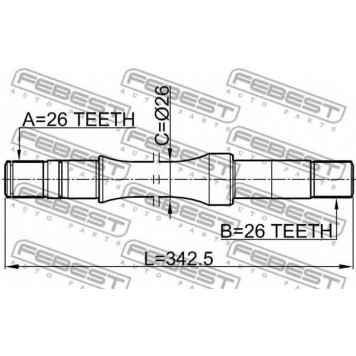 Приводной вал FEBEST 0712-RH413WD-1