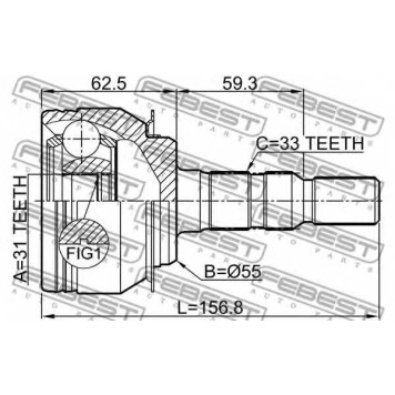 Шарнир приводного вала FEBEST 1010-J300-1
