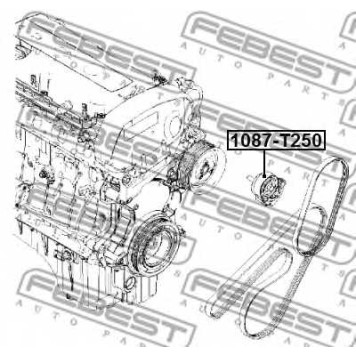 Натяжной ролик поликлинового ременя FEBEST 1087-T250-1