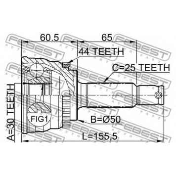 Шарнир приводного вала FEBEST 1210-014A44-1