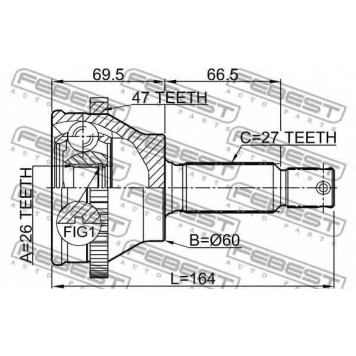 Шарнир приводного вала FEBEST 1210-SON25A47-1