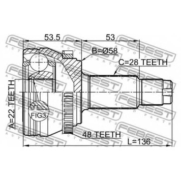 Шарнир приводного вала FEBEST 1410-NACTRA48-1