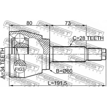 Шарнир приводного вала FEBEST 1410-REXII-1