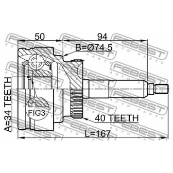Шарнир приводного вала FEBEST 1410-REXIIPTA40-1