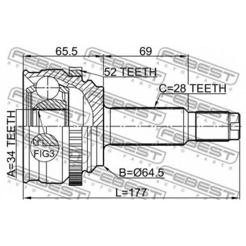 Шарнир приводного вала FEBEST 1410-RODA52-1