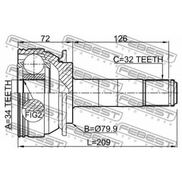 Шарнир приводного вала FEBEST 1611-164R-1